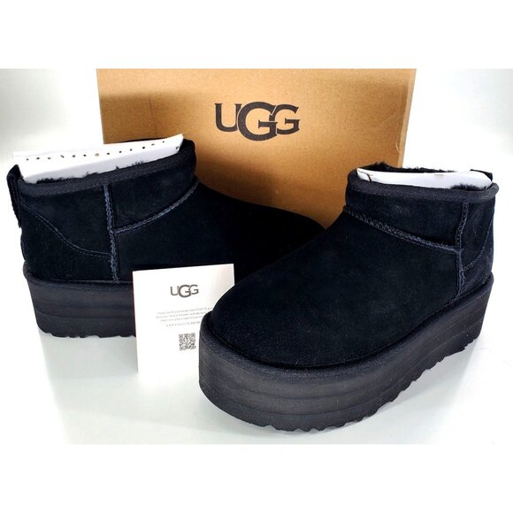 Ugg 8 Classic Ultra Mini Platform Boots Sheepskin Suede Fur Winter Snow Shoes - Picture 1 of 15
